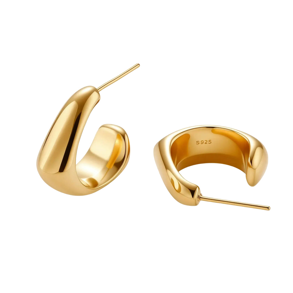 Goldfarbene Creolen mit Stecker, Innenseite mit Stempel S925