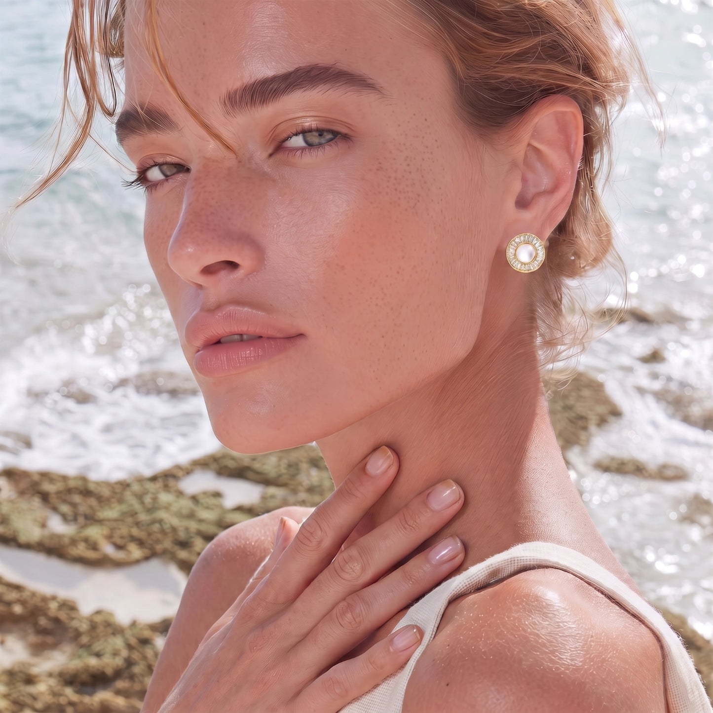 Pearl Halo Studs